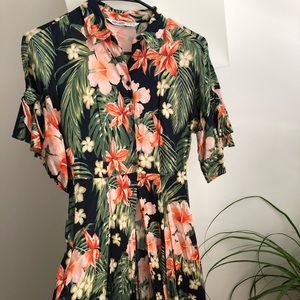 Zara - Maxi Island Print Dress - Size S